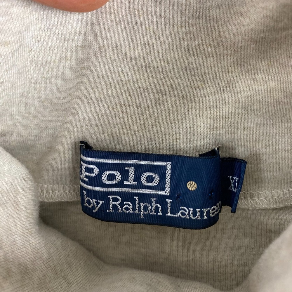 VTG Polo Ralph Lauren Shirt Mens L XL beige Turtleneck Long Sleeve Pony Cotton - Picture 4 of 15
